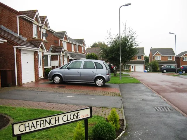 Chaffinch Close, one of the bird-named streets in Throston, Hartlepool